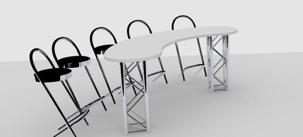 Concept 3D d'une table courbe